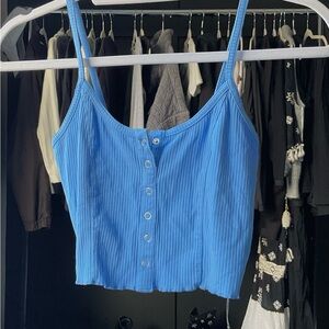 Love Tree Crop Top button down women’s light blue cozy beach minimal tank top